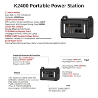 Station d'alimentation portable 2400W/2160Wh, générateur solaire UPS, utilisation domestique et en camping, batterie LiFePO4, station électrique portable