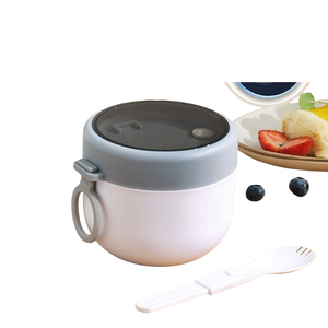 Customized Portable Stainless Steel Yogurt Breakfast Tumbler Reusable Plastic Spoon Overnight Oatmeal Promotional Tableware
