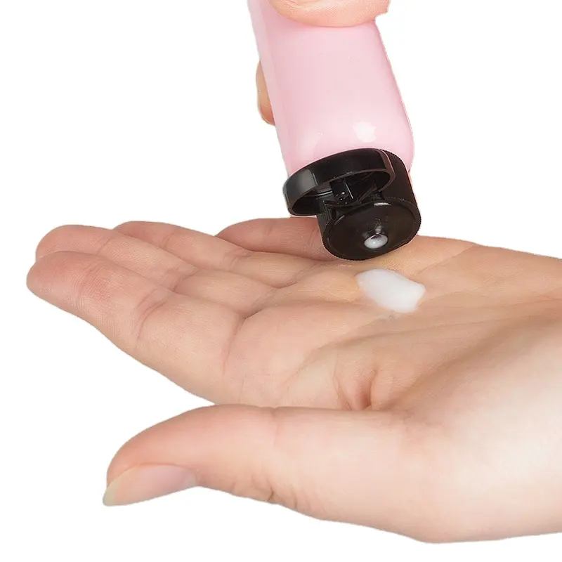 pink flip top cap empty pet squeeze bottle with black myte plastic bottle flip lid