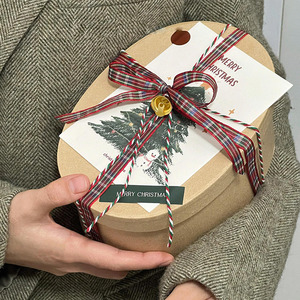 Oval Rigid Kraft <b>Paper</b> Gift Box with Bow and Ribbon Customizable Shape for Christmas Mothers Day and Birthday Gifts - Product Image 2