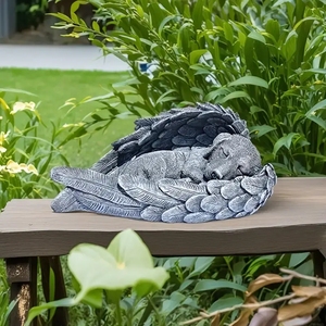 Ornement commémoratif en résine sur le thème du chien <span class=keywords><strong>nid</strong></span> de plumes et pose angélique peinte à la main cour <span class=keywords><strong>d</strong></span>écorative Statue du souvenir pour <span class=keywords><strong>animaux</strong></span> de compagnie - Product Image 3