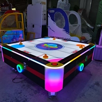 Table de hockey sur air avec éclairage LED et tableau de score électronique - Table de jeu d'arcade pour 4 joueurs pour le divertissement commercial