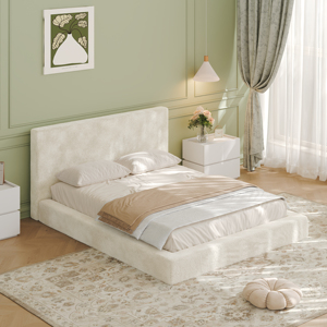 Coussin de lit convertible moderne sans cadre, 8,7'' en sherpa rembourré, facile à assembler (cadre de lit non inclus) - Product Image 4