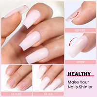 Gel de construction liquide 2-en-1 multifonction pour ongles, base en caoutchouc dur, couleur couvrante