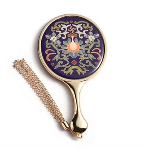Unbreakable Zinc Alloy <b>Small</b> Handheld Vanity Oval Tiny <b>Wallet</b> Compact Pocket Mirror With Tassels - Product Image 4