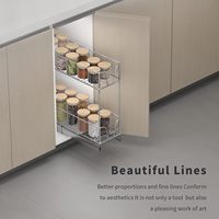 Étagère coulissante double couche multifonctionnelle en métal chromé robuste de 7 pouces pour armoire de cuisine