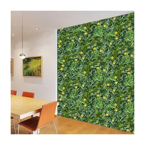P189/184 Garden Supplies Plastic Faked Synthetic Grass and Yellow Flower Hedge Panel Artificial Plants Wall