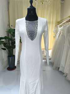 S0716N 2026 nuevo temperamento blanco novia elegante banquete cola de pez mujer vestido de noche de manga larga - Product Image 3