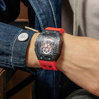 Reloj con movimiento mecánico automático para hombre, pulsera con correa de goma de lujo, edición Spider