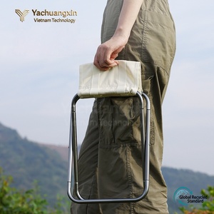 Foldable Aluminum Outdoor Chair Square Minimalist Design Oxford Fabric Camping <b>Garden</b> Use Lightweight Portable <b>Stool</b> - Product Image 4