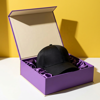Boîtes d'emballage en carton noir pour casquettes de baseball avec fermeture magnétique personnalisée et logo, vente en gros