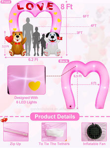 ตุ๊กตาหมีเป่าลมขนาด 8 ฟุต สำหรับวันวาเลนไทน์ ถือหัวใจและซองจดหมายรูปหัวใจสีชมพู ซุ้มโค้งรูปหัวใจสีชมพู สำหรับตกแต่งสวน งานปาร์ตี้ งานแต่งงาน - Product Image 5