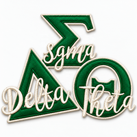 Patch en résine thermocollant personnalisé avec lettre grecque Delta, broderie machine, éco-responsable, pour sororité grecque, en jean
