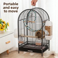 Cage à oiseaux rectangulaire intégrée en fer thermolaqué, emballage solide, conception anti-évasion, style luxueux, plateau en plastique pour perroquets