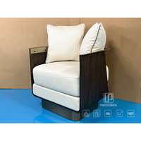 Nouveaux produits : Fauteuil individuel moderne en tissu lin beige pour salon ou villa, avec coussins décoratifs
