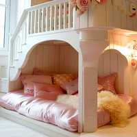 Lit Superposé Cabane Rose pour Filles. Design Personnalisé Thème Princesse. Lit Château pour Chambre d'Enfant Fille