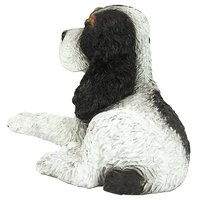 Kawaii – Statue de chiot et chien en résine artisanale, Cocker noir et blanc