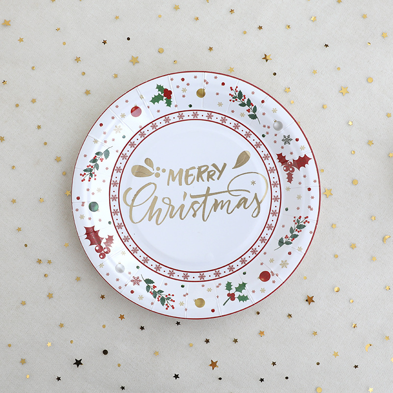 Custom Printed Paper Plates Party Supplies Compostable Christmas Paper Plates Disposable Party Decoration Paper Plates