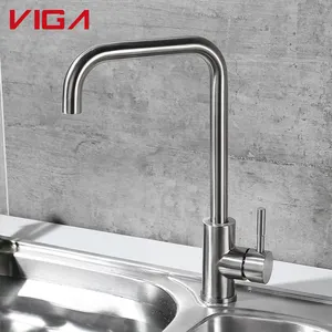 Kitchen Faucet 304 Stainless Steel Long Neck Kitchen Sink Water Tap With Zinc Alloy Handle