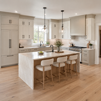 Armoires de cuisine modulaires en forme de U Panneaux de particules écologiques avec laminage en PVC Glissières à fermeture