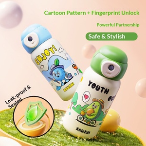 Termo Inteligente para Niños con Desbloqueo por Huella Dactilar, Diseño de Dibujos Animados, Acero Inoxidable, Portátil, con Pajita - Product Image 2