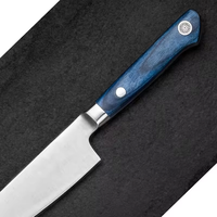 Couteau de chef Telstar CK-587 en acier inoxydable AUS8 Kiritsuke avec manche en bois de Pakka bleu pleine longueur, dureté 59-60HRC, écologique