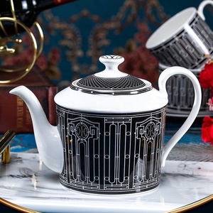 New Designs Luxury Black Stripes Deco Porcelain Eco-Friendly Coffee Tea <b>Cup</b> <b>Set</b> Fine Bone China Party Drinkware - Product Image 3