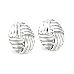Boucles d'oreilles clous géométriques texturées rondes en acier inoxydable de haute qualité, inaltérables, pour femmes, vente en gros - Product Image 6
