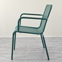 Fauteuil de salle à manger moderne vert aluminium métal Vente en gros LL pour chambre à coucher utilisation parc empilable jardin chaise de café salon