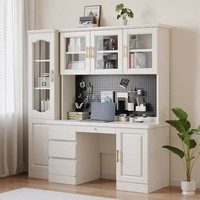 Bureau minimaliste en bois massif avec étagère intégrée, bureau d'étude/bureau pour étudiant (1,2 m), combinaison bibliothèque intégrée