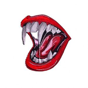 Patch brodé Punk Mouth, motifs squelette et crâne, thermocollants pour vêtements, patchs logo personnalisés, en tissu sergé, conditionnement en sac OPP - Product Image 1