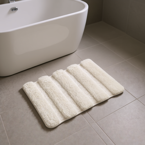 Tappetini da Bagno in Cotone Rettangolari con Base in Gomma, Design Moderno e Minimalista - Product Image 2