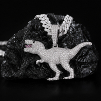 Colgante de Dinosaurio de Plata 925 con Moissanita Iced Out, Superventas, para Hombres y Mujeres, Estilo Hip Hop, Ropa Urbana, Atuendos Diarios y Eventos Musicales
