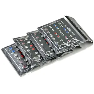 24 قطعة/مجموعة أقراط مغناطيسية دائرية من الكريستال 3/4/5/6 مم للنساء والرجال، مجوهرات الجسم المغناطيسية - Product Image 1