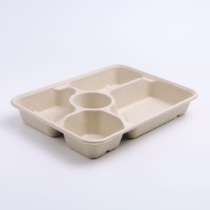 Assiettes de livraison rapide de haute qualité plateaux de bandeja d'emballage alimentaire jetables <span class=keywords><strong>plateau</strong></span> de <span class=keywords><strong>repas</strong></span> de bagasse avec compartiment fournisseurs en gros - Product Image 4