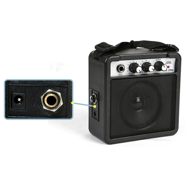 Custom 5W Output Power Black Color Portable Audio Guitar Amplifier With Box Package