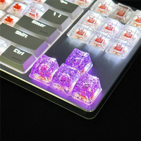 Personnalisé glace translucide résine or/argent feuille Keycap mignon Esc personnalisé Artisan Keycaps pour clavier mécanique Mx Switch