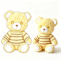 Adorable ours en peluche à poils bouclés avec pull rayé en tricot, doux et confortable, compagnon de compagnie, cadeau, jouet en peluche