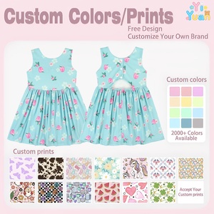 Vestito Estivo Senza Maniche per Bambine con Stampa Pesca Personalizzata, Abito Girevole con Apertura Posteriore e Bottoni, Abbigliamento per Bambini - Product Image 3