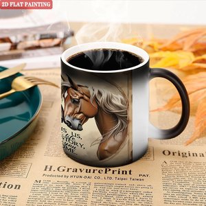 Tasse magique à changement de couleur 11oz en céramique noire givrée sensible à la chaleur pour la maison et la cuisine - Product Image 5