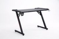 Bureau de jeu extensible avec éclairage LED RGB en forme de Z, surface en fibre de carbone, chargeur USB, porte-gobelet/support pour casque