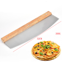 Doppel Holzgriff Crescent Chopper Blade Kuchen Werkzeuge Edelstahl Pizza Cutter Rocker
