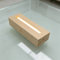 Lámpara de Madera con LED, Soporte para Lámpara, Interruptor Táctil, Control de Luz Cálida/Blanca, Ranura para Batería AAA, Decoración para Dormitorio