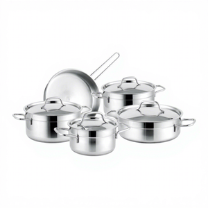 Set di Pentole <span class=keywords><strong>KORKMAZ</strong></span> in Acciaio Inox 201 Non Rivestito a Doppio Fondo, 9 Pezzi, Regalo per l'Esportazione Transfrontaliera - Product Image 5