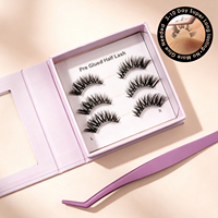 Накладные ресницы 30-Second Application Curved Band Pre Glued Half Lash Wispy Fluffy, 100% ручная работа, водостойкие, с индивидуальным изгибом, оптовые поставки в Европу