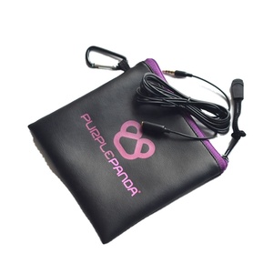 Étui à fermeture éclair en cuir PU souple noir avec logo personnalisé pour l'emballage des écouteurs - Product Image 5
