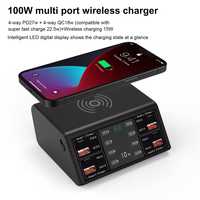 Chargeur Usb c intelligent multi-ports pour téléphone portable Charge rapide QC 3.0 PD 100w Station de charge Usb avec écran LCD