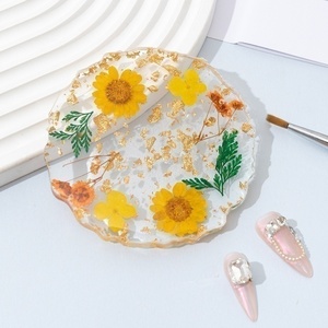 Posavasos Redondos Impermeables de Resina Epoxi con Impresión UV de <span class=keywords><strong>Iris</strong></span> y Margaritas Artificiales, Transparentes, Aislantes del Calor y Anti-Quemaduras - Product Image 4