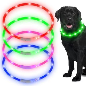 Waterproof TPU Plastic LED <b>Dog</b> Collar with 12 LEDs Dual RGB Flash <b>Lights</b> 5-6 Hours Work Time for <b>Dogs</b> & Cats-Solid Pattern - Product Image 1