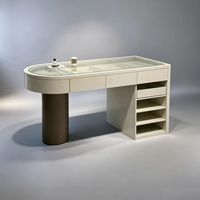 Meuble îlot de rangement haut de gamme en bois pour dressing, chambre et salon, avec éclairage LED